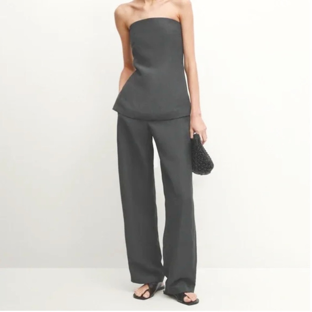 Massimo Dutti Total Look Linen Blend Suit Trousers